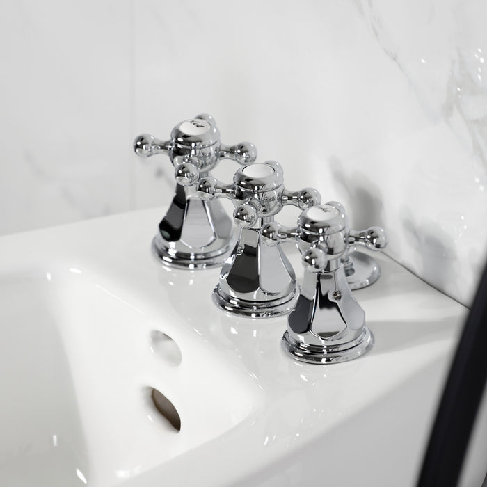 Kingston Heirloom KB321BX - Metropolitan Three-Handle Deck Mount Vertical Spray Bidet Faucet with Brass Pop-Up, Polished Chrome