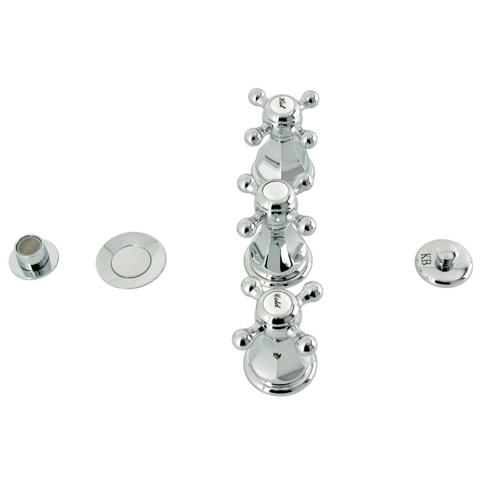 Kingston Heirloom KB321BX - Metropolitan Three-Handle Deck Mount Vertical Spray Bidet Faucet with Brass Pop-Up, Polished Chrome