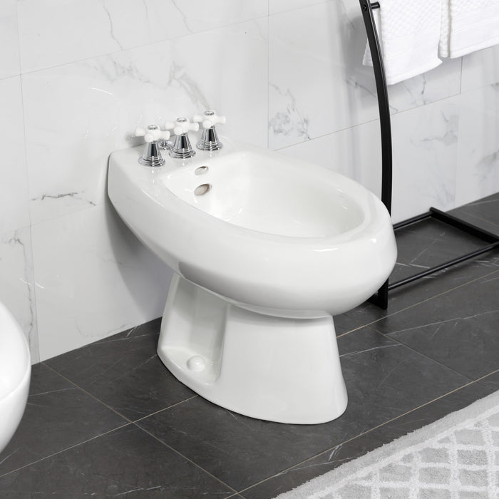 Kingston Heirloom KB321PX - Victorian Three-Handle Deck Mount Vertical Spray Bidet Faucet with Brass Pop-Up, Polished Chrome