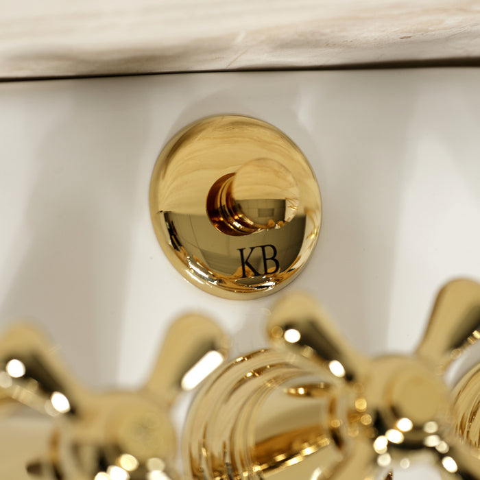 Victorian KB322AX Three-Handle Deck Mount Vertical Spray Bidet Faucet with Brass Pop-Up, Polished Brass