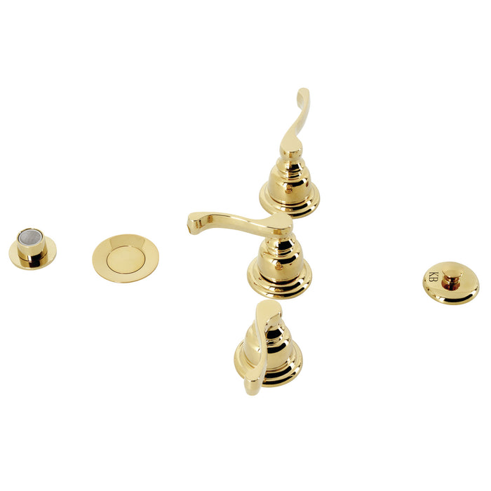 Royale KB322FL Three-Handle Vertical Spray Bidet Faucet with Brass Pop-Up, Polished Brass
