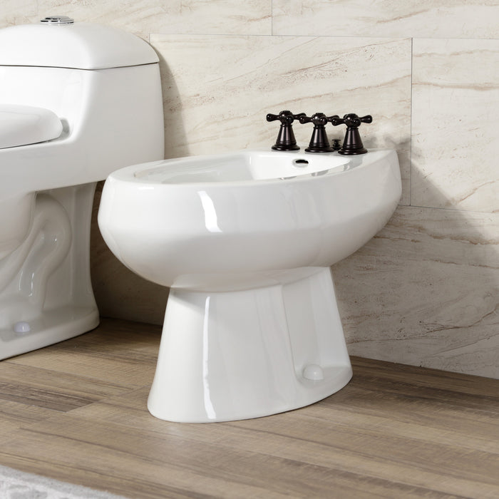 Kingston Heirloom KB325AX - Victorian Three-Handle Deck Mount Vertical Spray Bidet Faucet with Brass Pop-Up, Oil Rubbed Bronze