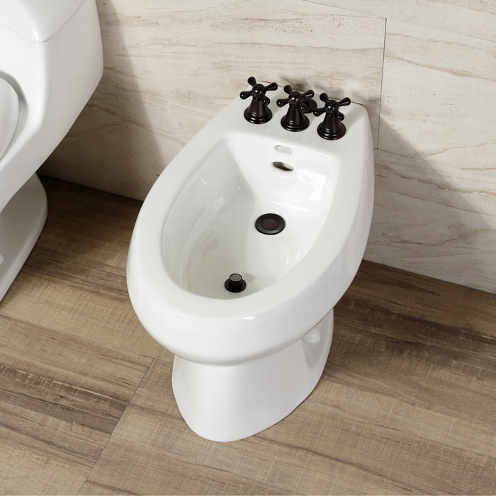 Kingston Heirloom KB325AX - Victorian Three-Handle Deck Mount Vertical Spray Bidet Faucet with Brass Pop-Up, Oil Rubbed Bronze