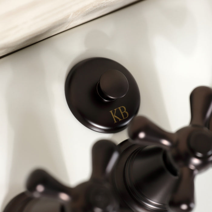 Kingston Heirloom KB325AX - Victorian Three-Handle Deck Mount Vertical Spray Bidet Faucet with Brass Pop-Up, Oil Rubbed Bronze