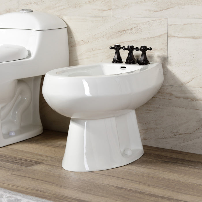 Kingston Heirloom KB325BX - Metropolitan Three-Handle Deck Mount Vertical Spray Bidet Faucet with Brass Pop-Up, Oil Rubbed Bronze