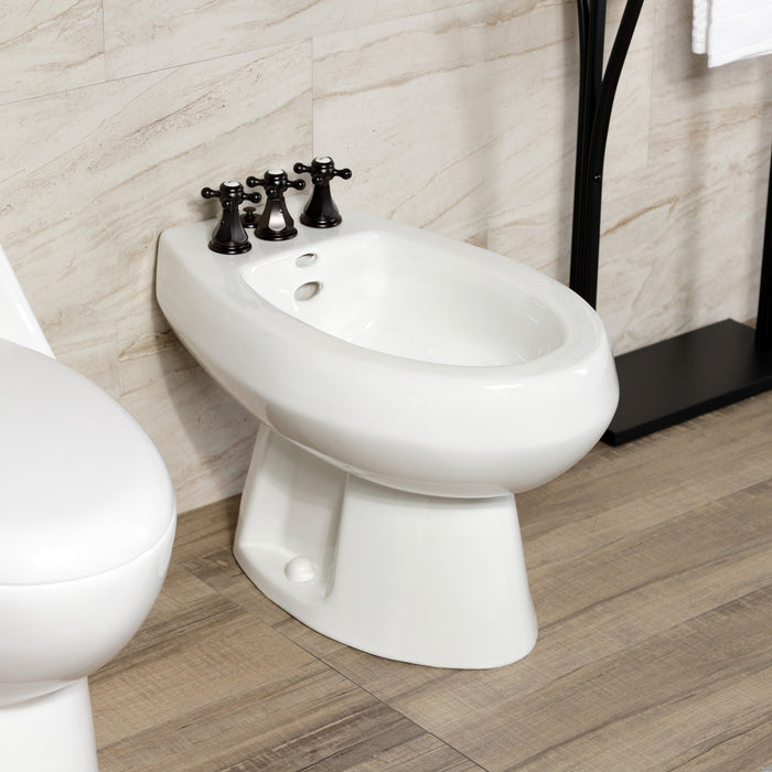 Kingston Heirloom KB325BX - Metropolitan Three-Handle Deck Mount Vertical Spray Bidet Faucet with Brass Pop-Up, Oil Rubbed Bronze