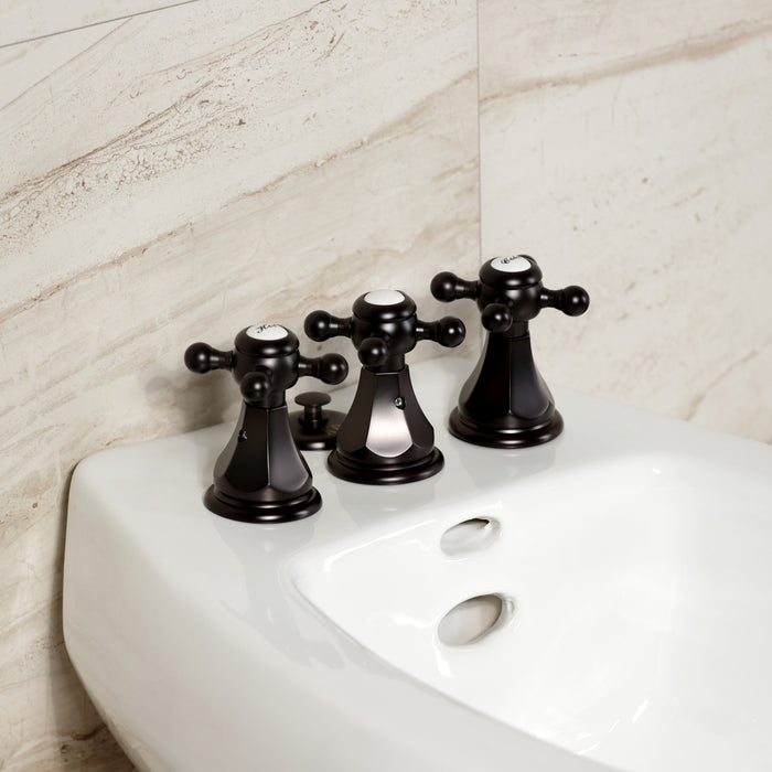 Kingston Heirloom KB325BX - Metropolitan Three-Handle Deck Mount Vertical Spray Bidet Faucet with Brass Pop-Up, Oil Rubbed Bronze