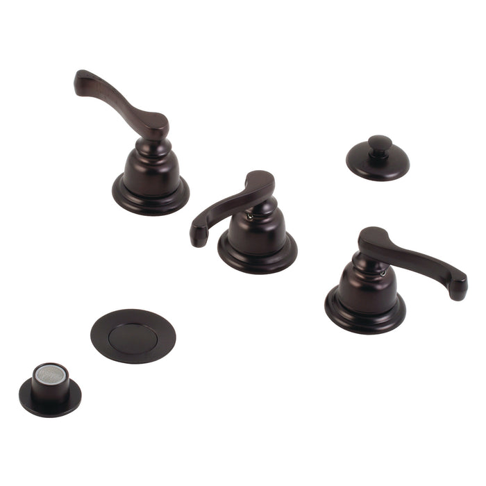 Royale KB325FL Three-Handle Vertical Spray Bidet Faucet with Brass Pop-Up, Oil Rubbed Bronze