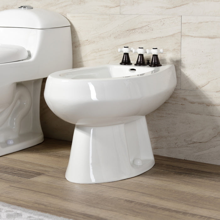 Victorian KB325PX Three-Handle Deck Mount Vertical Spray Bidet Faucet with Brass Pop-Up, Oil Rubbed Bronze