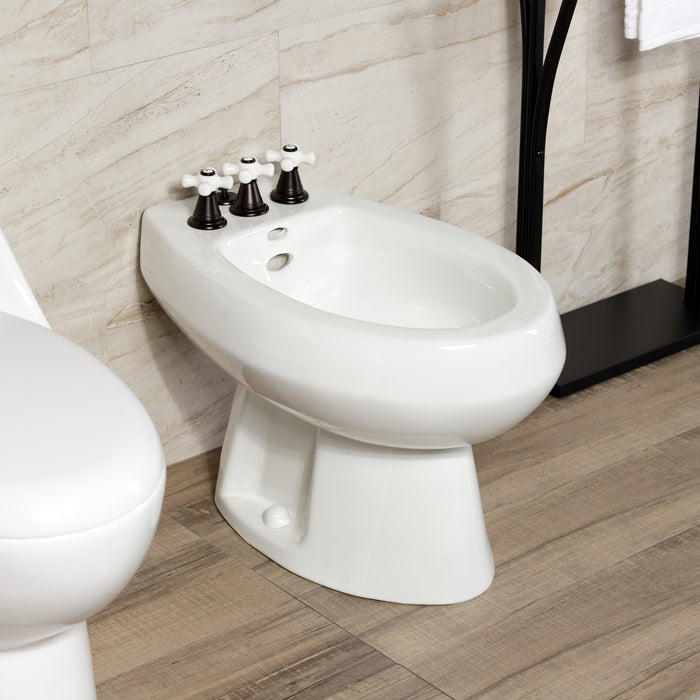 Victorian KB325PX Three-Handle Deck Mount Vertical Spray Bidet Faucet with Brass Pop-Up, Oil Rubbed Bronze