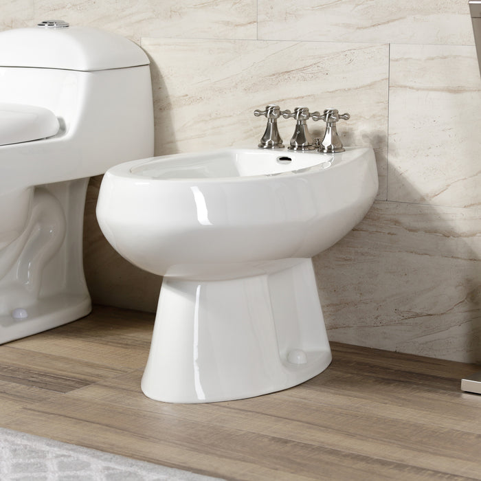 Kingston Heirloom KB328BX - Metropolitan Three-Handle Deck Mount Vertical Spray Bidet Faucet with Brass Pop-Up, Brushed Nickel