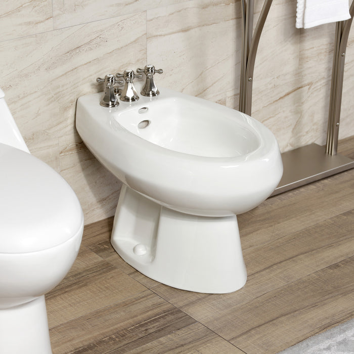 Kingston Heirloom KB328BX - Metropolitan Three-Handle Deck Mount Vertical Spray Bidet Faucet with Brass Pop-Up, Brushed Nickel