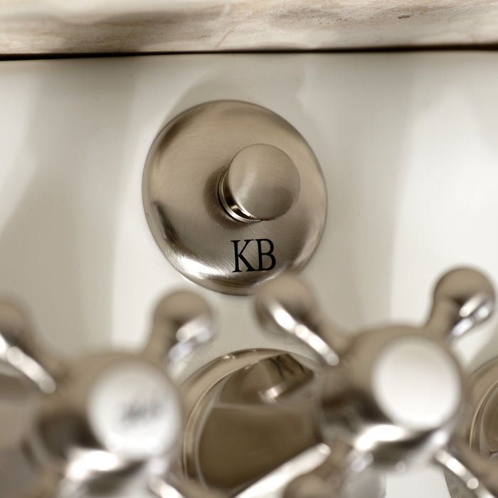 Kingston Heirloom KB328BX - Metropolitan Three-Handle Deck Mount Vertical Spray Bidet Faucet with Brass Pop-Up, Brushed Nickel