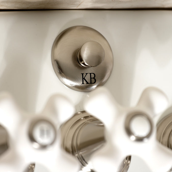 Kingston Heirloom KB328PX - Victorian Three-Handle Deck Mount Vertical Spray Bidet Faucet with Brass Pop-Up, Brushed Nickel