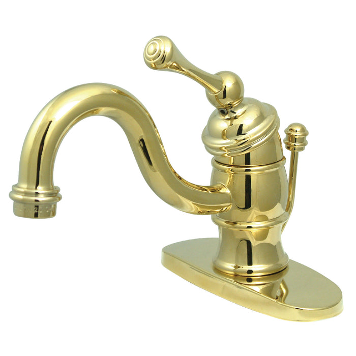 Victorian KB3402BL Single-Handle 1-Hole Deck Mount Bathroom Faucet with Plastic Pop-Up, Polished Brass