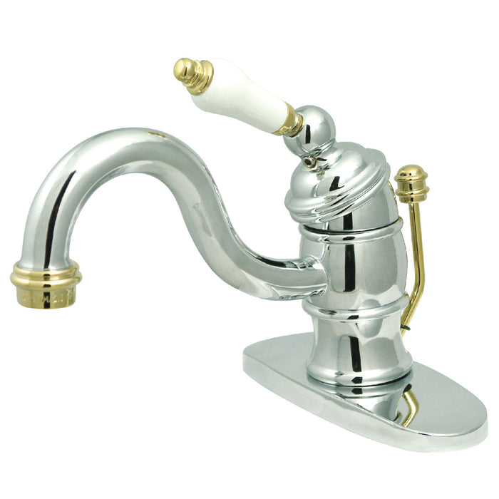 Victorian KB3404PL Single-Handle 1-Hole Deck Mount Bathroom Faucet with Plastic Pop-Up, Polished Chrome/Polished Brass