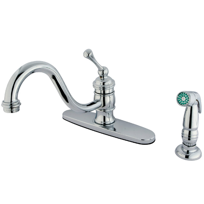 KB3571BLSP Single-Handle 2-or-4 Hole Deck Mount Kitchen Faucet with Side Sprayer, Polished Chrome