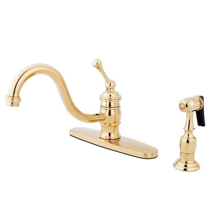 Vintage KB3572BLBS Single-Handle 2-or-4 Hole Deck Mount Kitchen Faucet with Brass Sprayer, Polished Brass