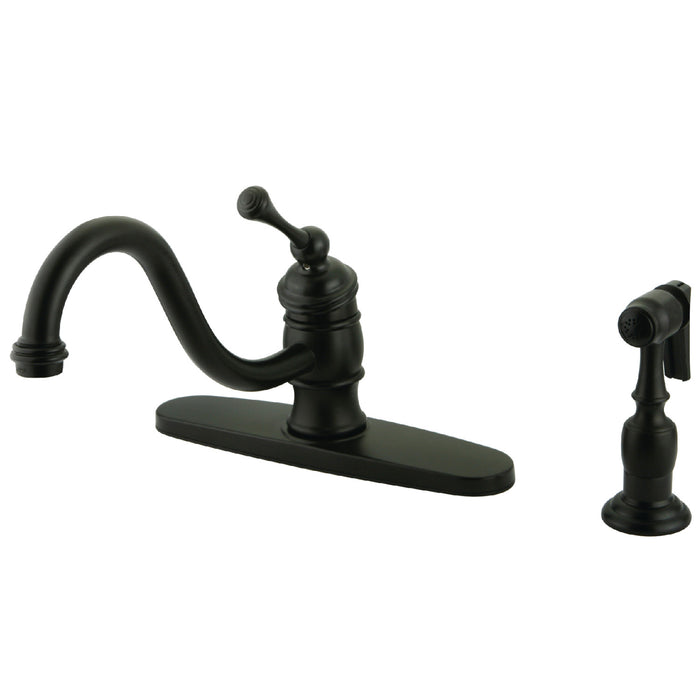 Vintage KB3575BLBS Single-Handle 2-or-4 Hole Deck Mount Kitchen Faucet with Brass Sprayer, Oil Rubbed Bronze