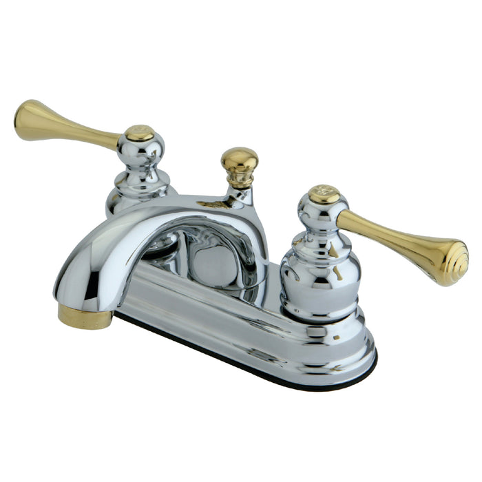 Vintage KB3604BL Two-Handle 3-Hole Deck Mount 4" Centerset Bathroom Faucet with Plastic Pop-Up, Polished Chrome/Polished Brass
