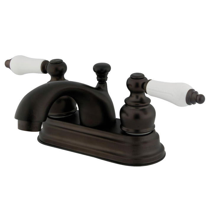 KB3605PL Two-Handle 3-Hole Deck Mount 4" Centerset Bathroom Faucet with Plastic Pop-Up, Oil Rubbed Bronze