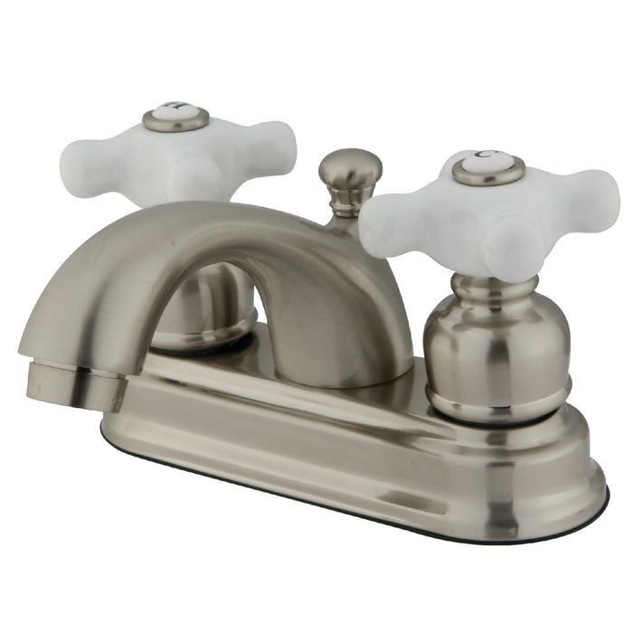 KB3608PX Two-Handle 3-Hole Deck Mount 4" Centerset Bathroom Faucet with Plastic Pop-Up, Brushed Nickel