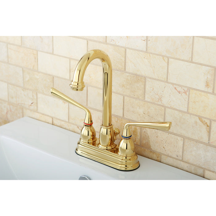 Silver Sage KB3612ZL Two-Handle 3-Hole Deck Mount 4" Centerset Bathroom Faucet with Plastic Pop-Up, Polished Brass