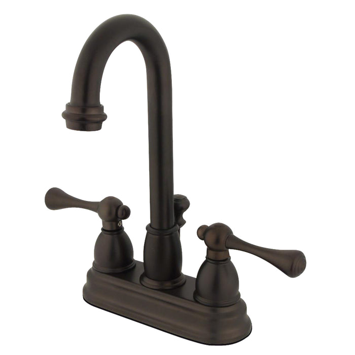 Vintage KB3615BL Two-Handle 3-Hole Deck Mount 4" Centerset Bathroom Faucet with Plastic Pop-Up, Oil Rubbed Bronze