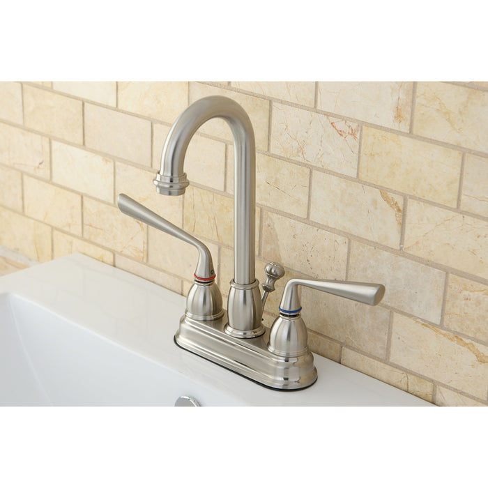 Silver Sage KB3618ZL Two-Handle 3-Hole Deck Mount 4" Centerset Bathroom Faucet with Plastic Pop-Up, Brushed Nickel