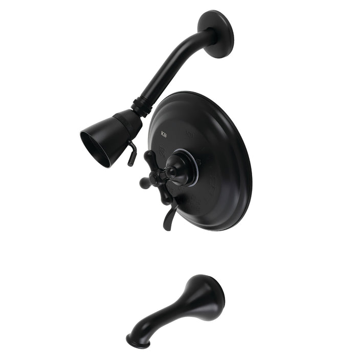 Restoration KB36300AX Single-Handle 3-Hole Wall Mount Tub and Shower Faucet, Matte Black