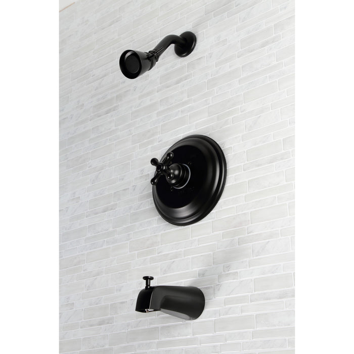 Restoration KB3630AX Single-Handle 3-Hole Wall Mount Tub and Shower Faucet, Matte Black