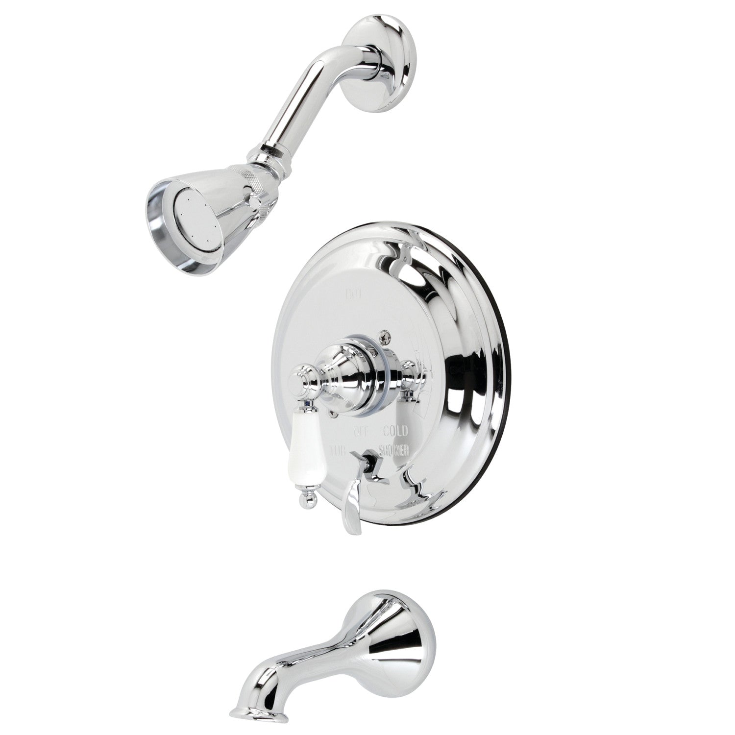 Kingston Brass NB3630PX Water Onyx Pressure Balanced Tub ＆ Shower Faucet with Porcelain Cross Handle KINGSTON Brass Restoration KB36310PL Single-Handle Pressure