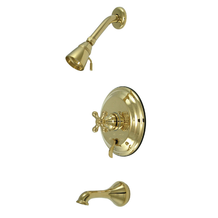 Restoration KB36320AX Single-Handle 3-Hole Wall Mount Tub and Shower Faucet, Polished Brass