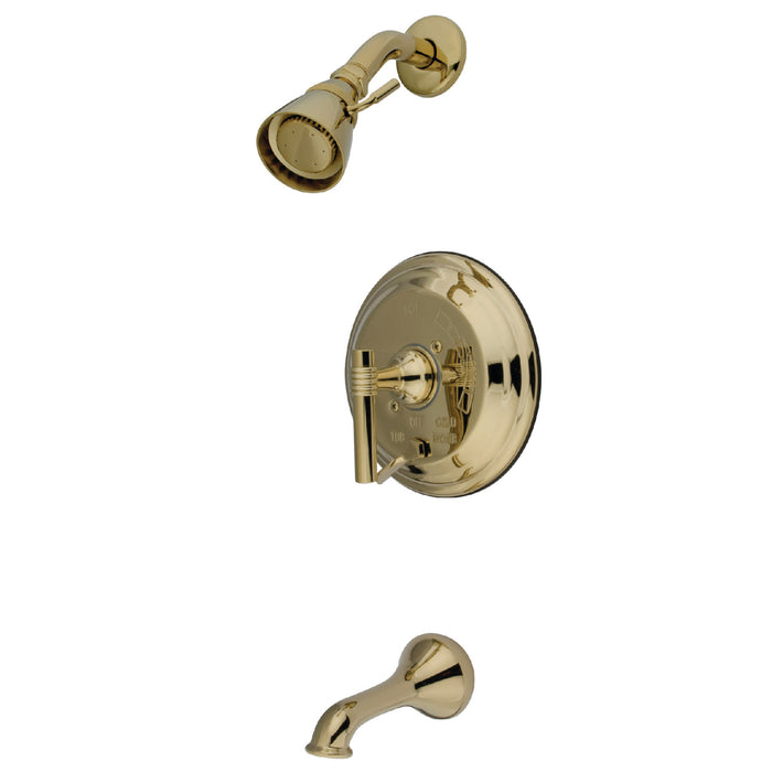 Restoration KB36320ML Single-Handle 3-Hole Wall Mount Tub and Shower Faucet, Polished Brass