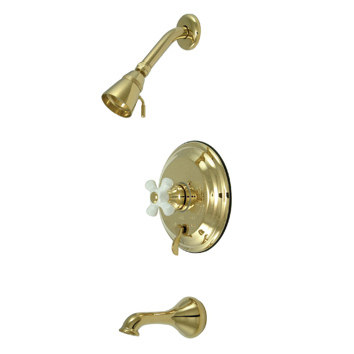 Restoration KB36320PX Single-Handle 3-Hole Wall Mount Tub and Shower Faucet, Polished Brass
