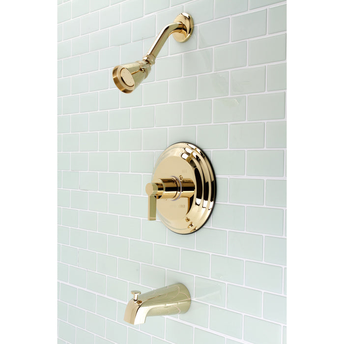 NuvoFusion KB3632NDL Wall Mount Tub and Shower Faucet, Polished Brass