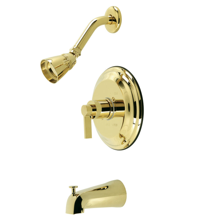 NuvoFusion KB3632NDL Wall Mount Tub and Shower Faucet, Polished Brass