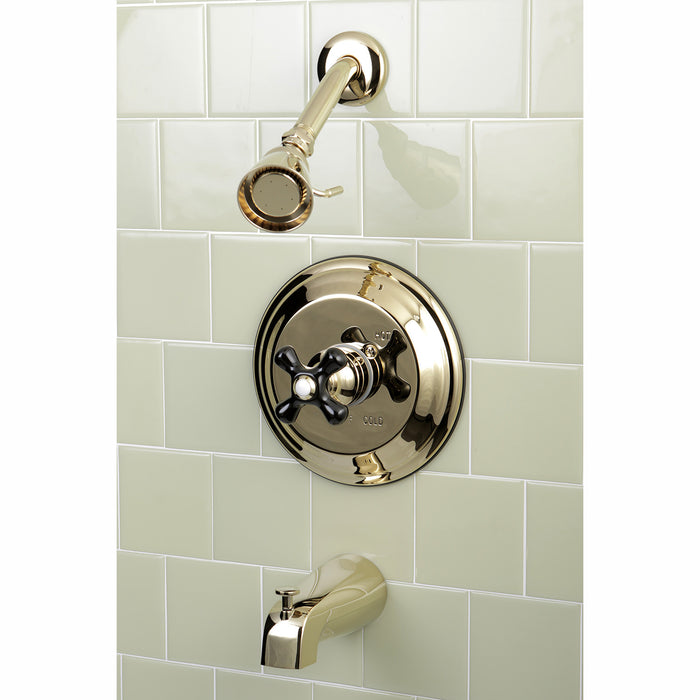Duchess KB3632PKX Single-Handle 3-Hole Wall Mount Tub and Shower Faucet, Polished Brass
