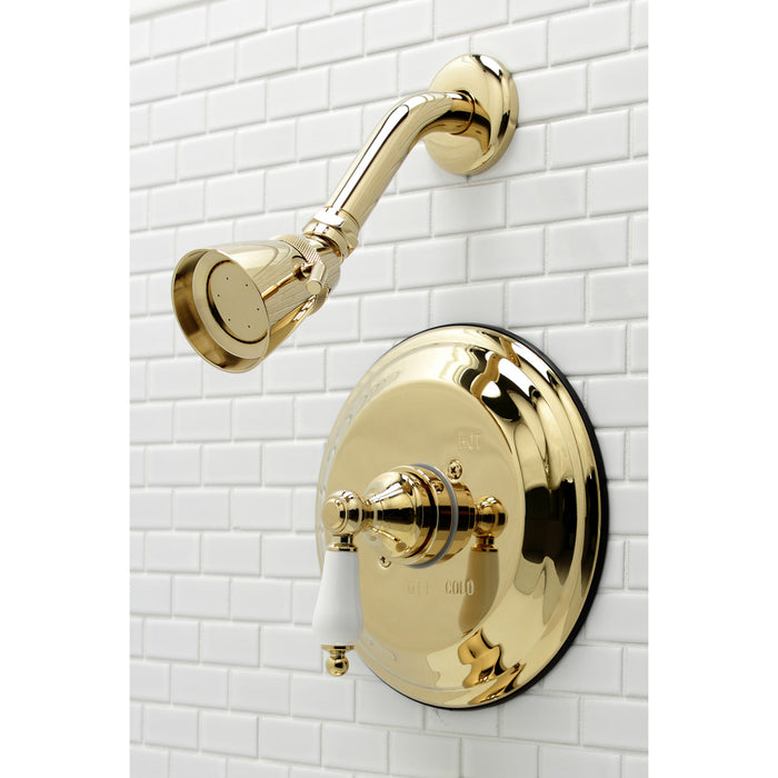 Restoration KB3632PLSO Single-Handle 2-Hole Wall Mount Shower Faucet, Polished Brass