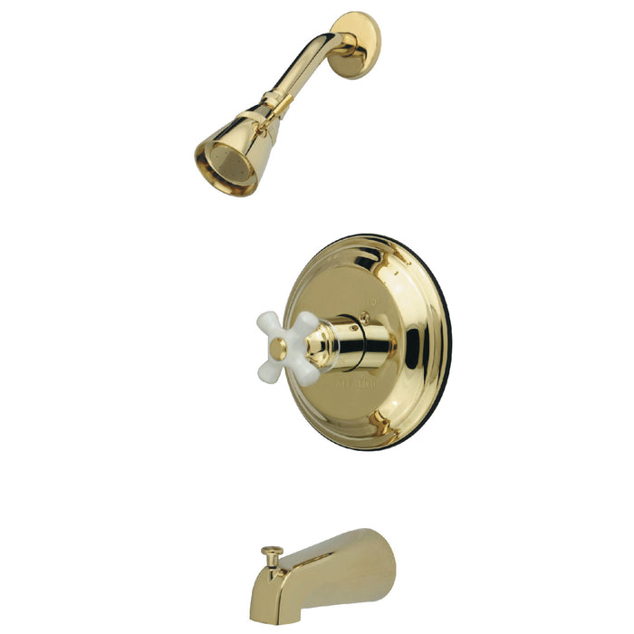 Restoration KB3632PX Single-Handle 3-Hole Wall Mount Tub and Shower Faucet, Polished Brass
