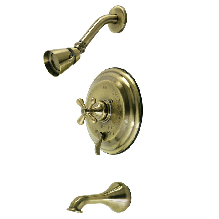 Restoration KB36330AX Single-Handle 3-Hole Wall Mount Tub and Shower Faucet, Antique Brass