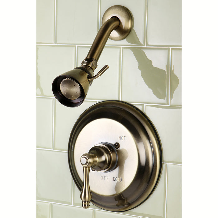 Restoration KB3633ALSO Single-Handle 2-Hole Wall Mount Shower Faucet, Antique Brass