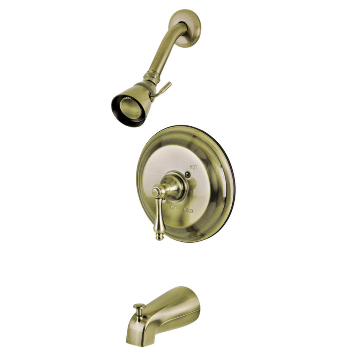 Restoration KB3633AL Single-Handle 3-Hole Wall Mount Tub and Shower Faucet, Antique Brass