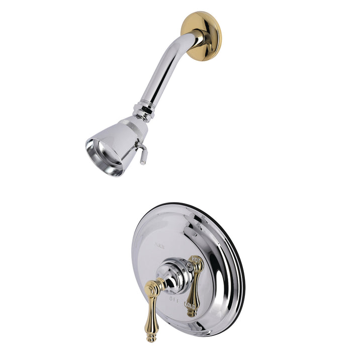 Restoration KB3634ALSO Single-Handle 2-Hole Wall Mount Shower Faucet, Polished Chrome/Polished Brass