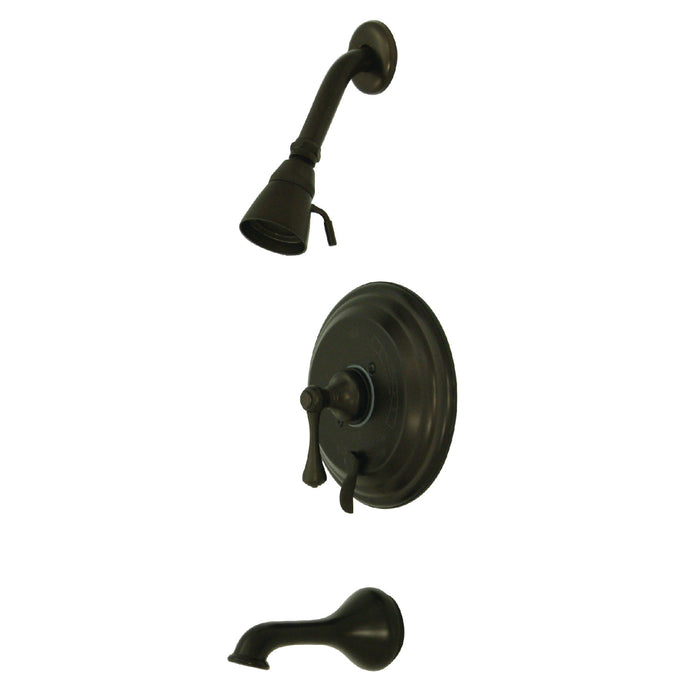 KB36350BL Single-Handle 3-Hole Wall Mount Tub and Shower Faucet, Oil Rubbed Bronze