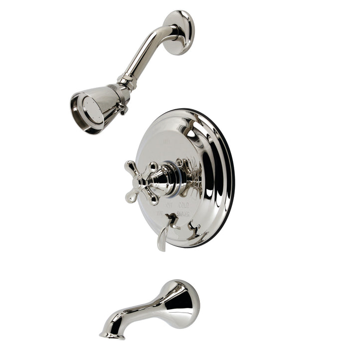 Restoration KB36360AX Single-Handle 3-Hole Wall Mount Tub and Shower Faucet, Polished Nickel