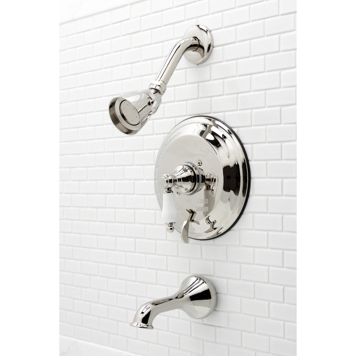 Kingston Heirloom KB36360PL - Restoration Single-Handle Pressure Balanced Tub and Shower Faucet, Polished Nickel