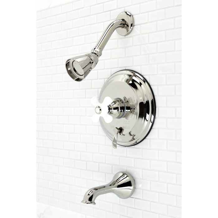 Restoration KB36360PX Single-Handle 3-Hole Wall Mount Tub and Shower Faucet, Polished Nickel