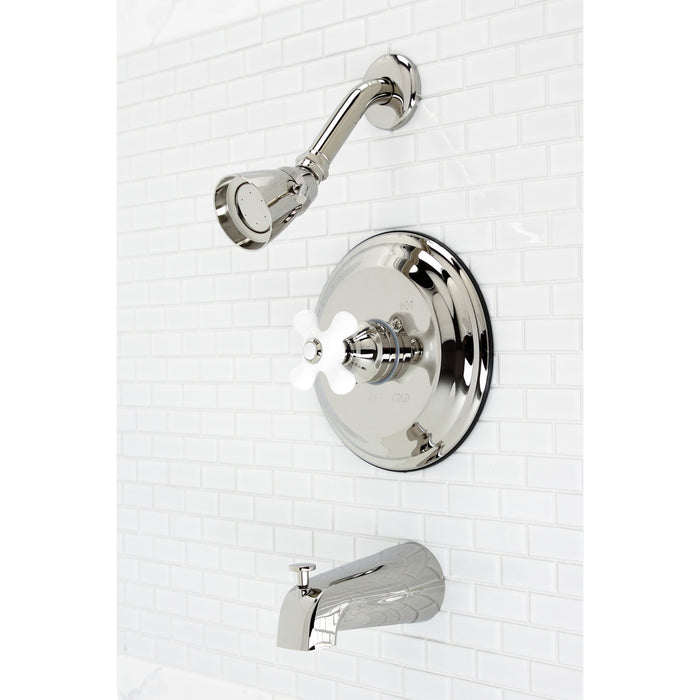 Restoration KB3636PX Single-Handle 3-Hole Wall Mount Tub and Shower Faucet, Polished Nickel