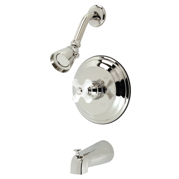 Restoration KB3636PX Single-Handle 3-Hole Wall Mount Tub and Shower Faucet, Polished Nickel